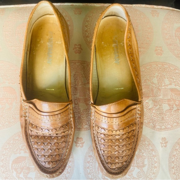 FREEMAN Tan Woven Leather Slip-On Loafers Men SZ 13 - Picture 5 of 16